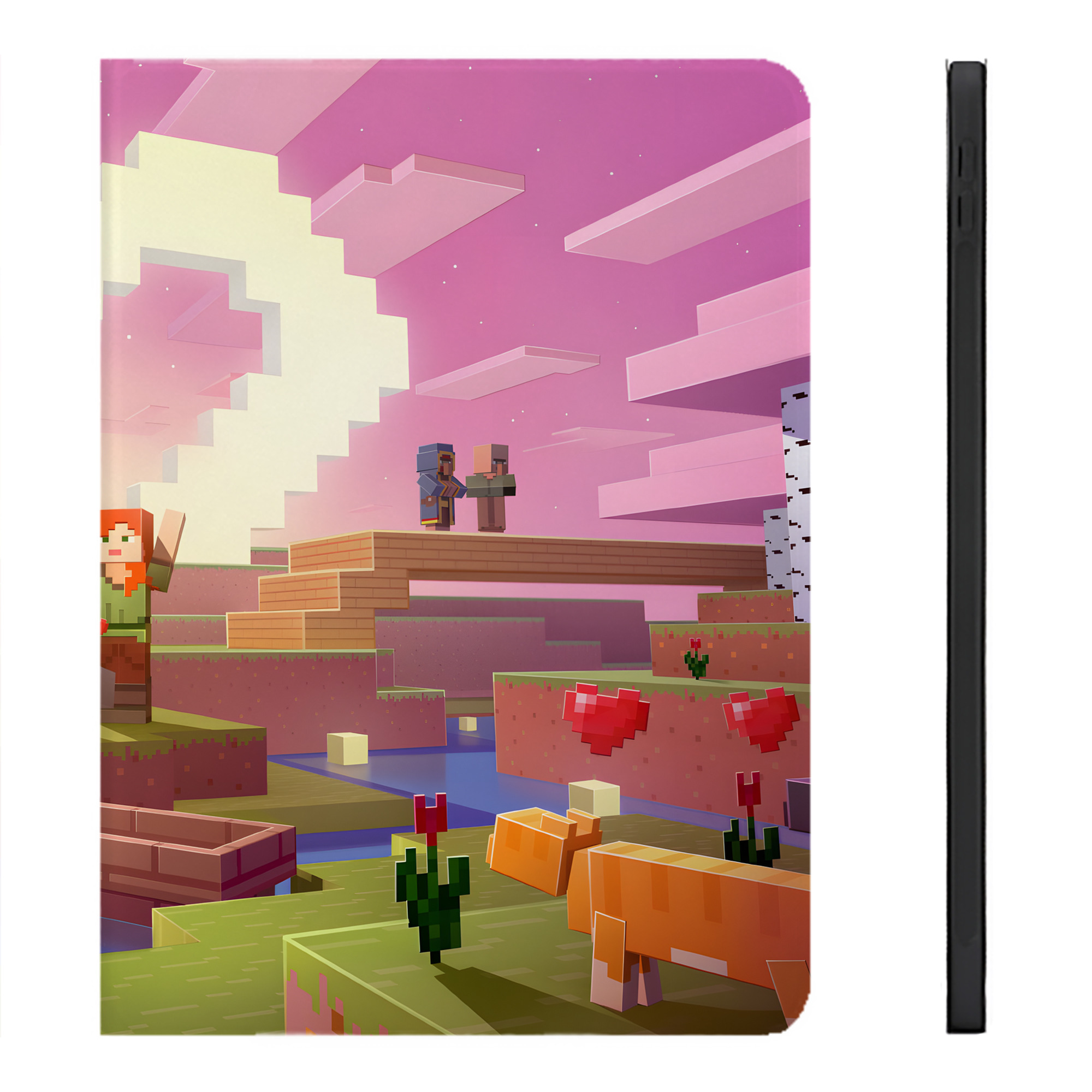 （画像用） マインクラフト ブロックの世界 Minecraft MC Block world IPadケース ペンホルダー付き ブックスタイルデザイン